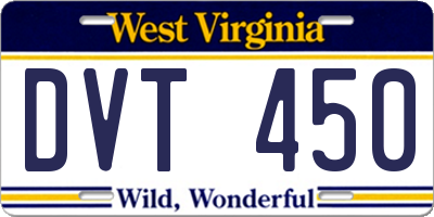 WV license plate DVT450