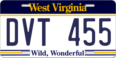 WV license plate DVT455