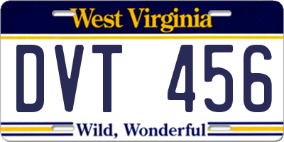 WV license plate DVT456