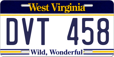 WV license plate DVT458