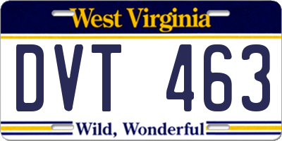 WV license plate DVT463