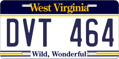 WV license plate DVT464