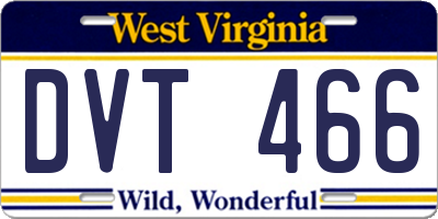 WV license plate DVT466