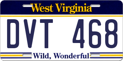 WV license plate DVT468