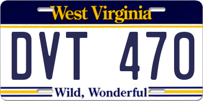 WV license plate DVT470