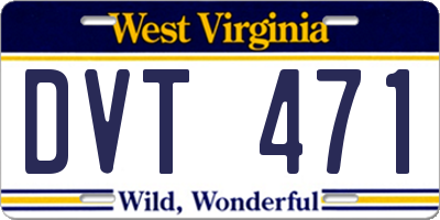WV license plate DVT471