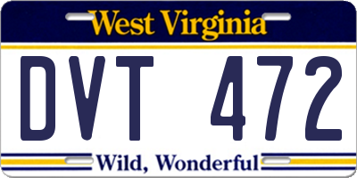 WV license plate DVT472