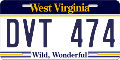 WV license plate DVT474