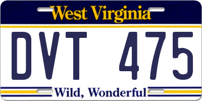 WV license plate DVT475