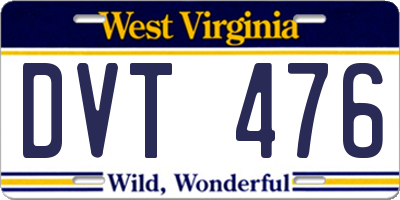 WV license plate DVT476