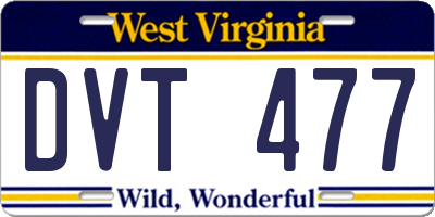 WV license plate DVT477