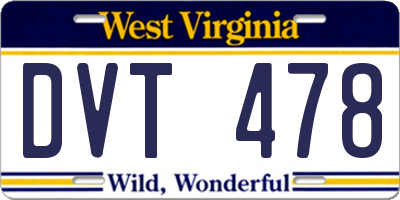 WV license plate DVT478
