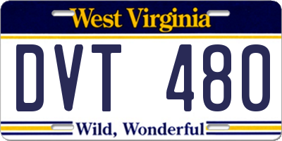 WV license plate DVT480