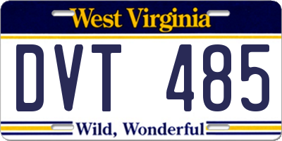 WV license plate DVT485