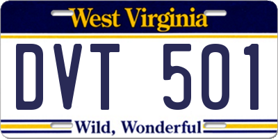 WV license plate DVT501