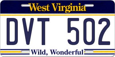 WV license plate DVT502