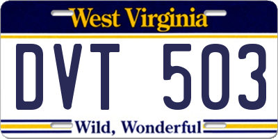 WV license plate DVT503