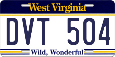WV license plate DVT504