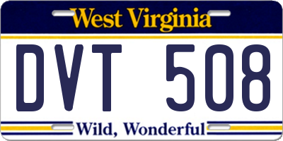 WV license plate DVT508