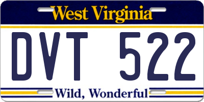 WV license plate DVT522