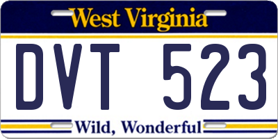WV license plate DVT523