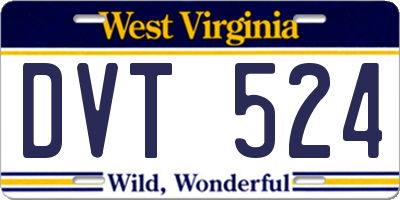 WV license plate DVT524