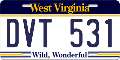 WV license plate DVT531