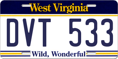 WV license plate DVT533