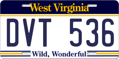 WV license plate DVT536