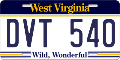 WV license plate DVT540