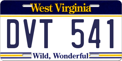 WV license plate DVT541
