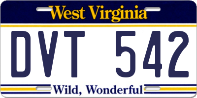 WV license plate DVT542
