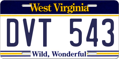 WV license plate DVT543