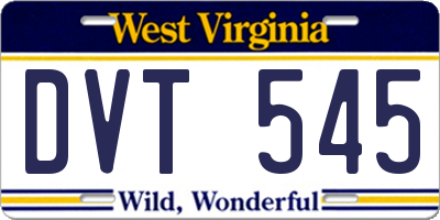 WV license plate DVT545