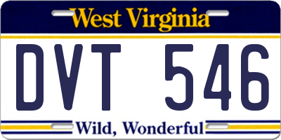 WV license plate DVT546