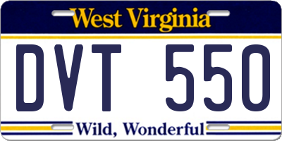 WV license plate DVT550