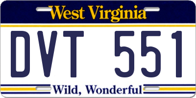 WV license plate DVT551