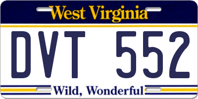 WV license plate DVT552