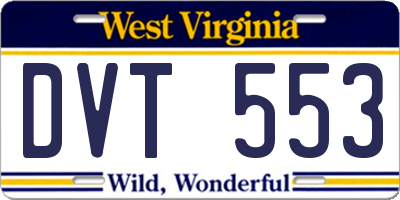 WV license plate DVT553