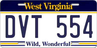 WV license plate DVT554