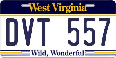 WV license plate DVT557