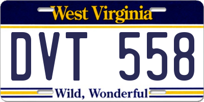 WV license plate DVT558