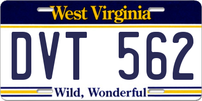 WV license plate DVT562