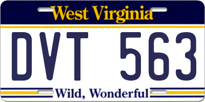 WV license plate DVT563