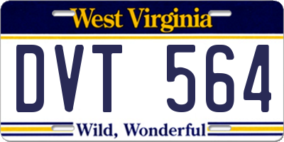 WV license plate DVT564