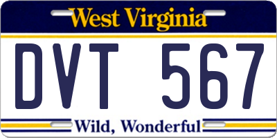 WV license plate DVT567