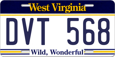 WV license plate DVT568