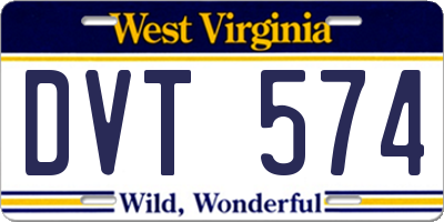 WV license plate DVT574
