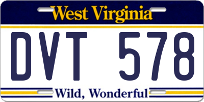 WV license plate DVT578