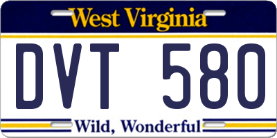WV license plate DVT580
